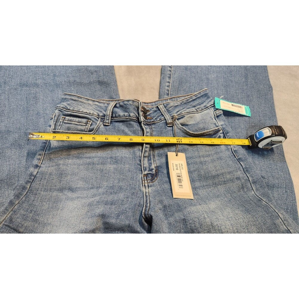 Just USA Womens Indigo Blue 30/10 Palmers Slim Double Button Wide Leg Jeans NWT - Picture 2 of 15